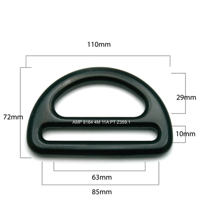 Bretta Aluminum Slotted D-Ring for 3 1/4" Webbing Black