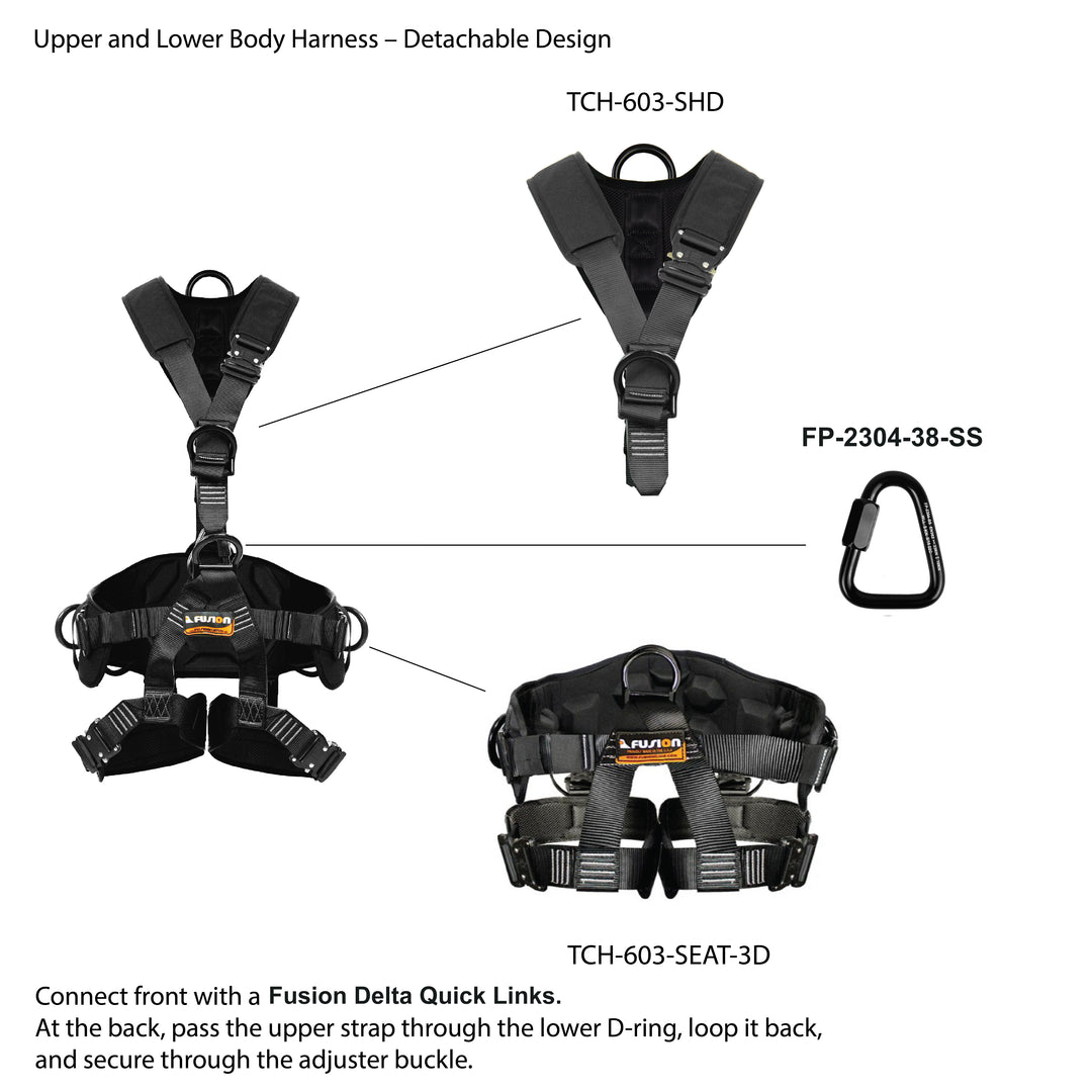 Fusion Climb Spartacus harness for rental, climbing gym, and rope
