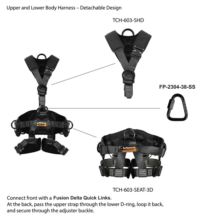 Fusion Climb Spartacus harness for rental, climbing gym, and rope
