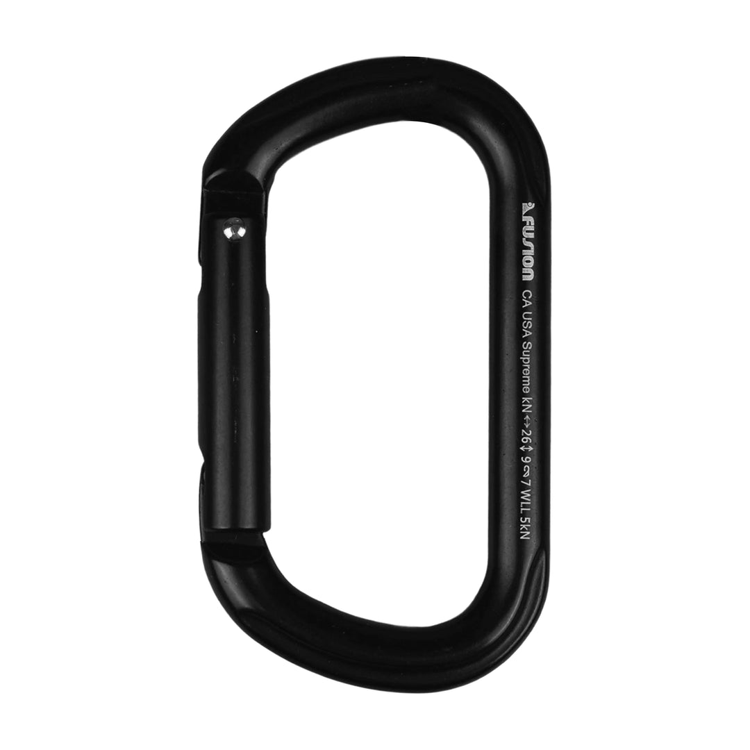 Supreme Oval Straight Gate Aluminum Carabiner - Black | Fusion Climb