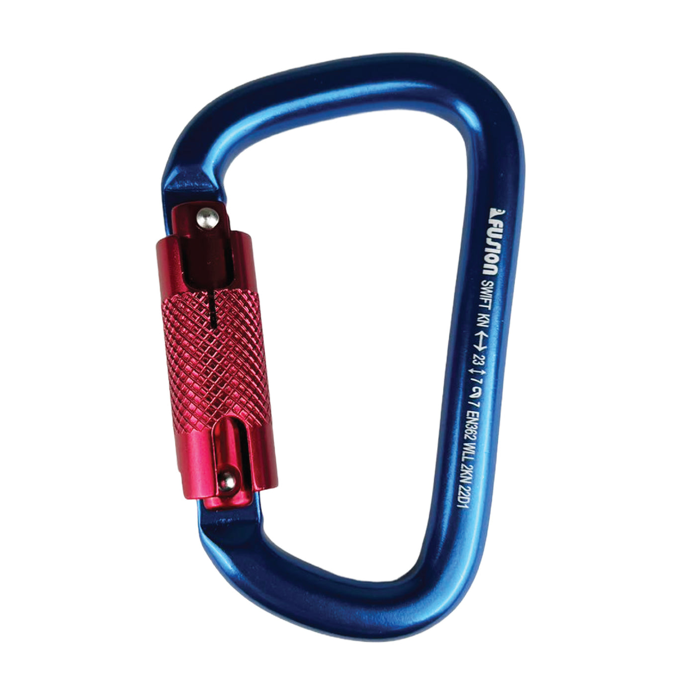 Swift Auto Lock Modified D Shape Carabiner – Blue & Red Aluminum Climbing Clip
