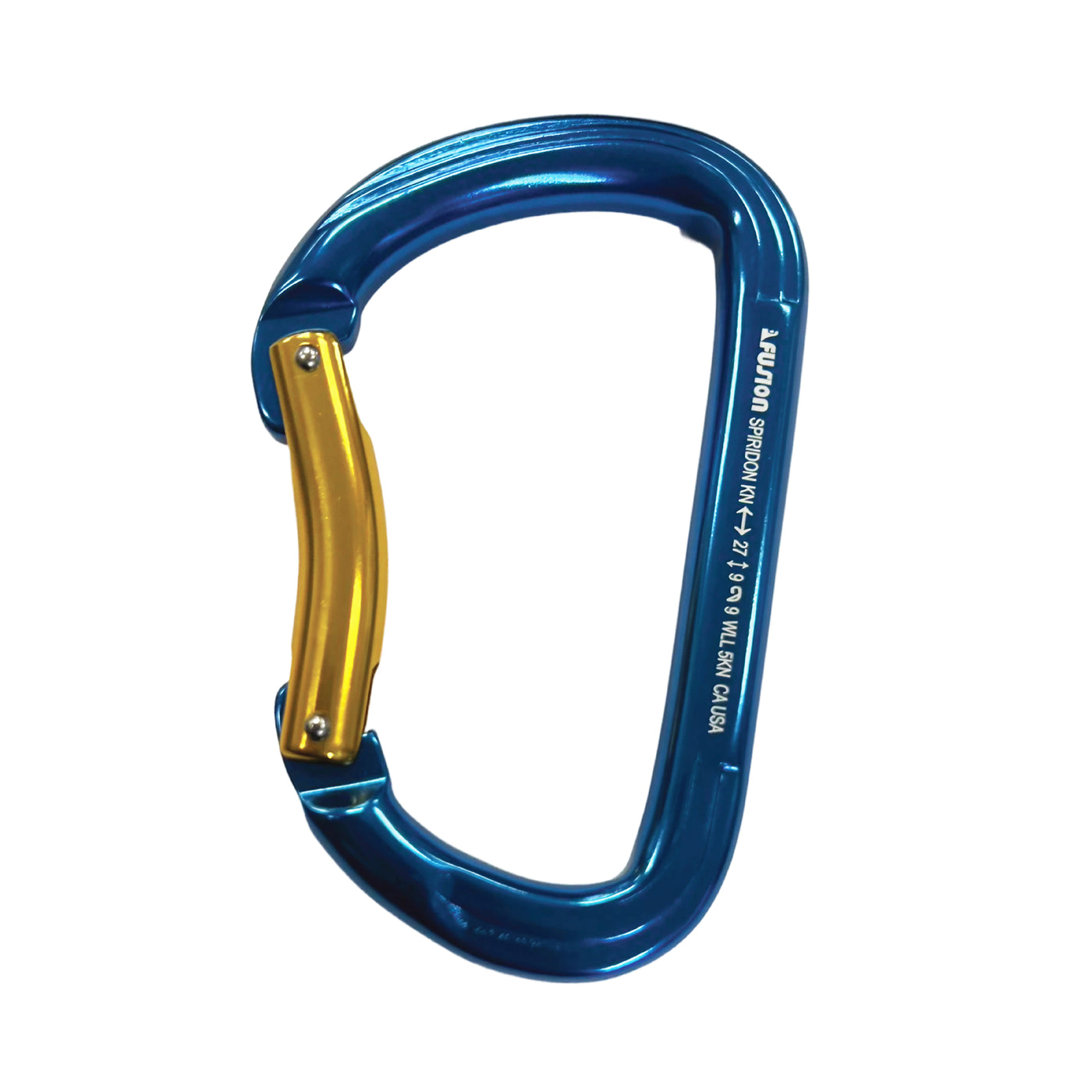 Spiridon Aluminum Bend Gate Carabiner – Blue Lightweight D Shape Locking Clip