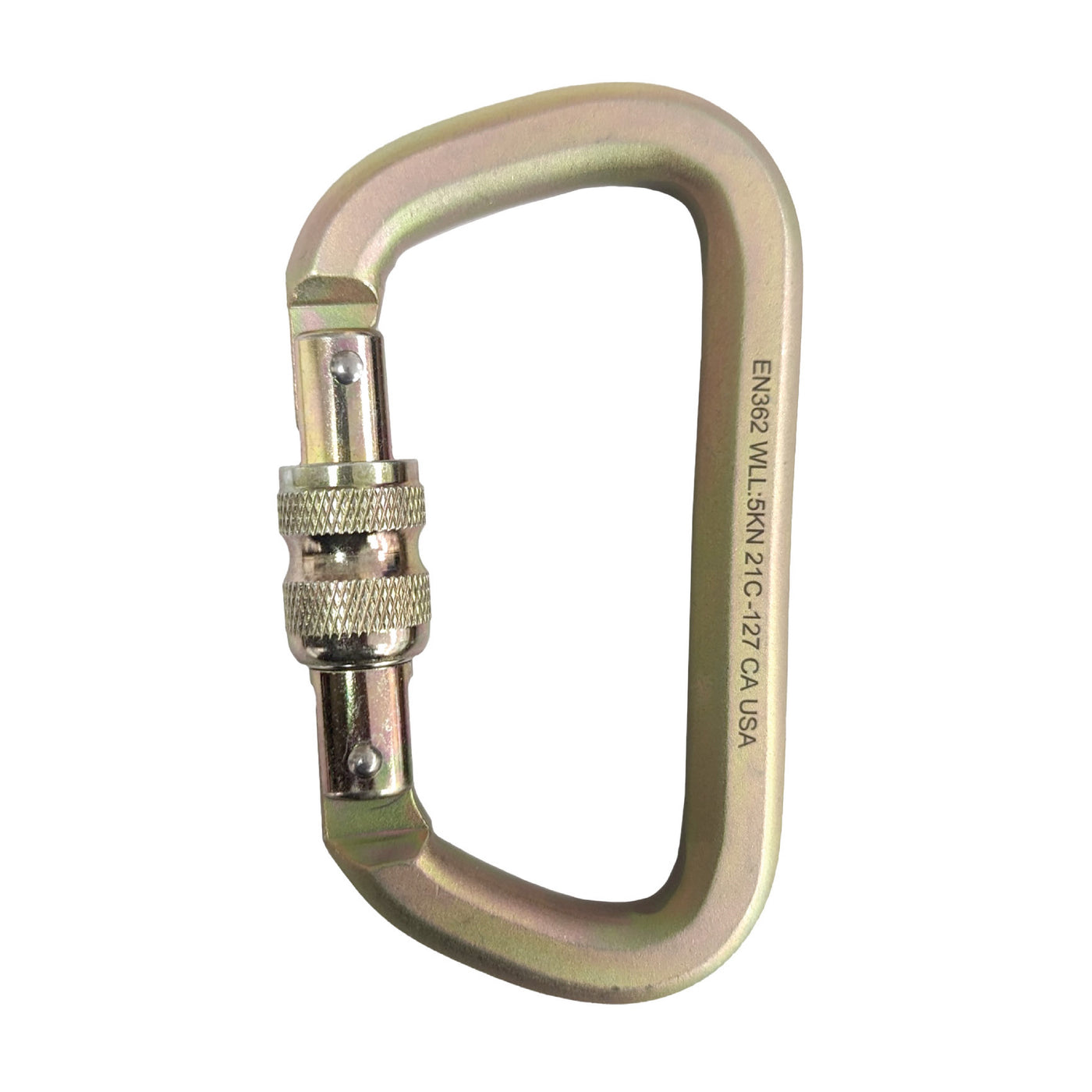Mayan Steel Screw Lock Carabiner – Gold Clip with Pin Nose for Climbing & Safety