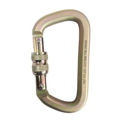Mayan Steel Screw Lock Carabiner – Gold Clip with Pin Nose for Climbing & Safety
