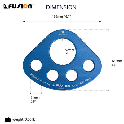 Aluminum Big Foot Large 5 Hole Rigging Plate - Fusion Climb