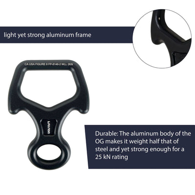 Aluminum Compact Bent Eight Descender Black - Fusion Climb