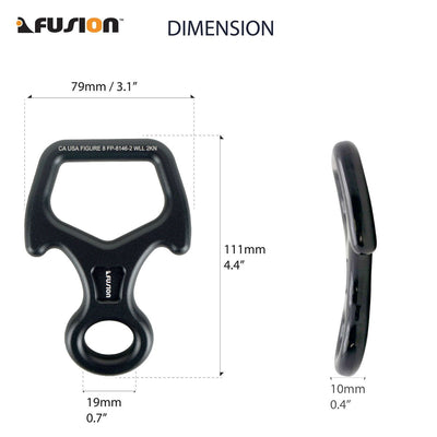 Aluminum Compact Bent Eight Descender Black - Fusion Climb