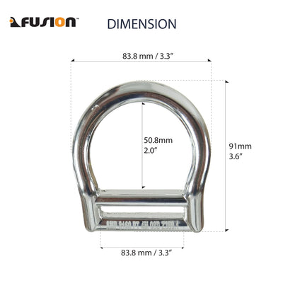 Bent Aluminum Slotted D-Ring for 1 3/4" Webbing Silver - Fusion Climb