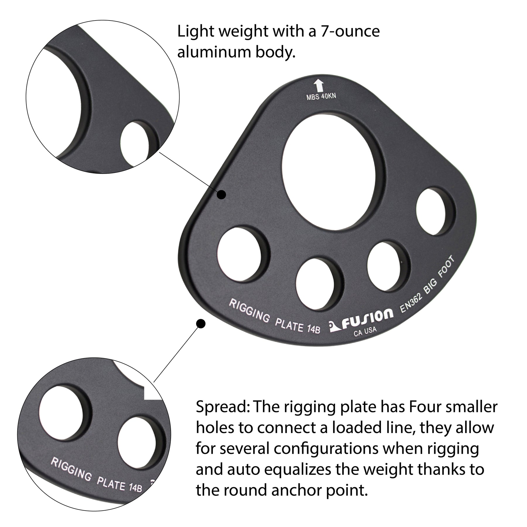 5-Hole Rigging Plate – Large Anchor Descender for Rescue & Climbing ...