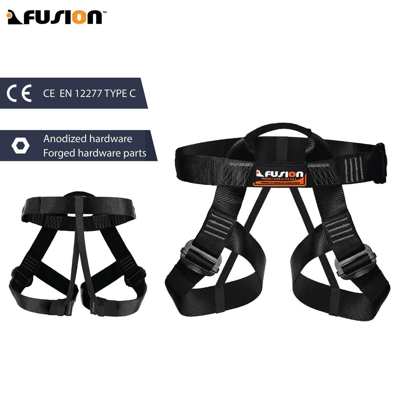 Centaur Half Body Harness in Black and Grey - Fusion Climb