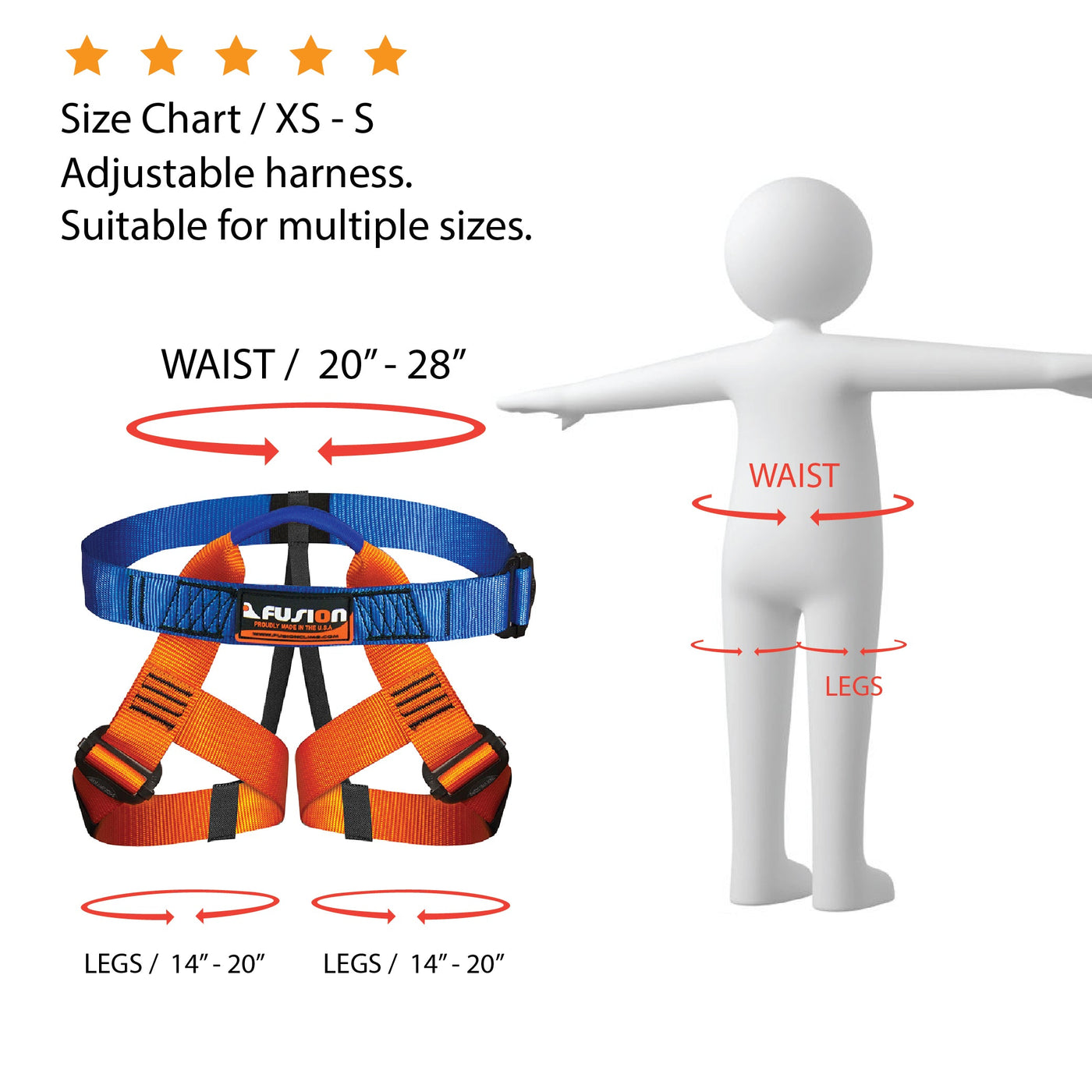 Centaur kids half body harness Blue/Orange - Fusion Climb