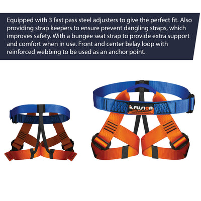 Centaur kids half body harness Blue/Orange - Fusion Climb