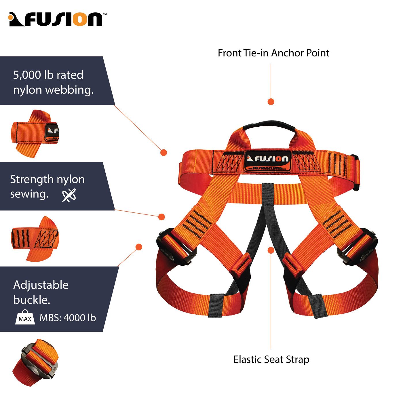 Centaur Orange Half Body Harness - Fusion Climb