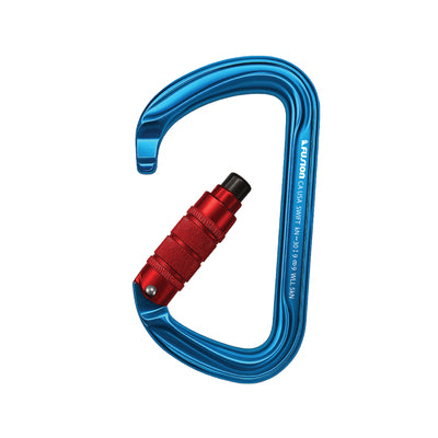 Swift Triple Locking Aluminum Carabiner – Red and blue Modified D Clip for Climbing & Rigging