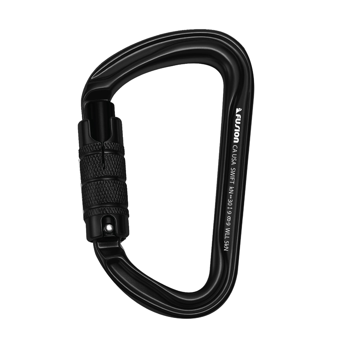Swift Auto Lock Modified D Shape Carabiner – black Aluminum Climbing Clip