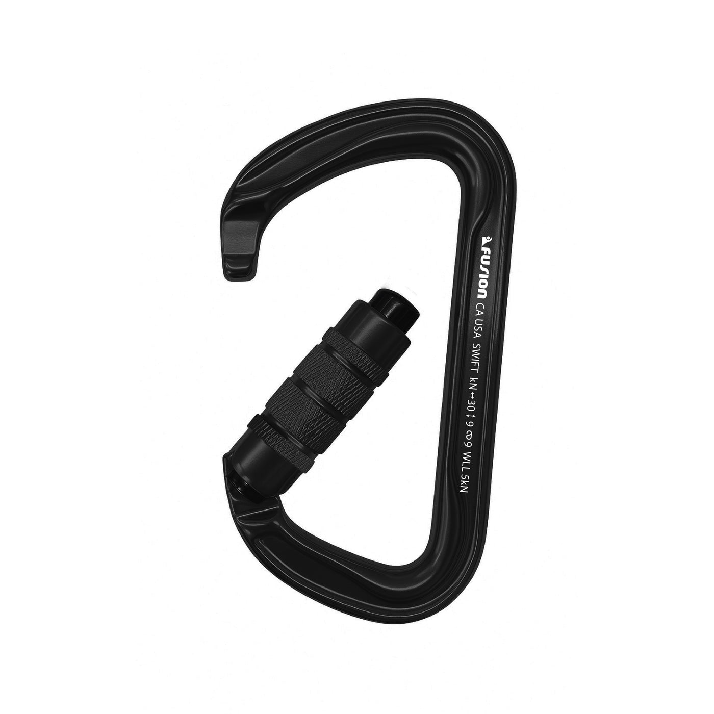 Swift Auto Lock Modified D Shape Carabiner – black Aluminum Climbing Clip