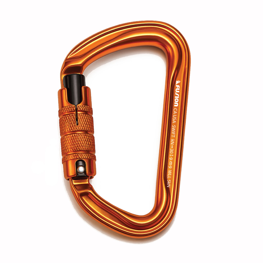 Swift Auto Lock Modified D Shape Carabiner – orange and black