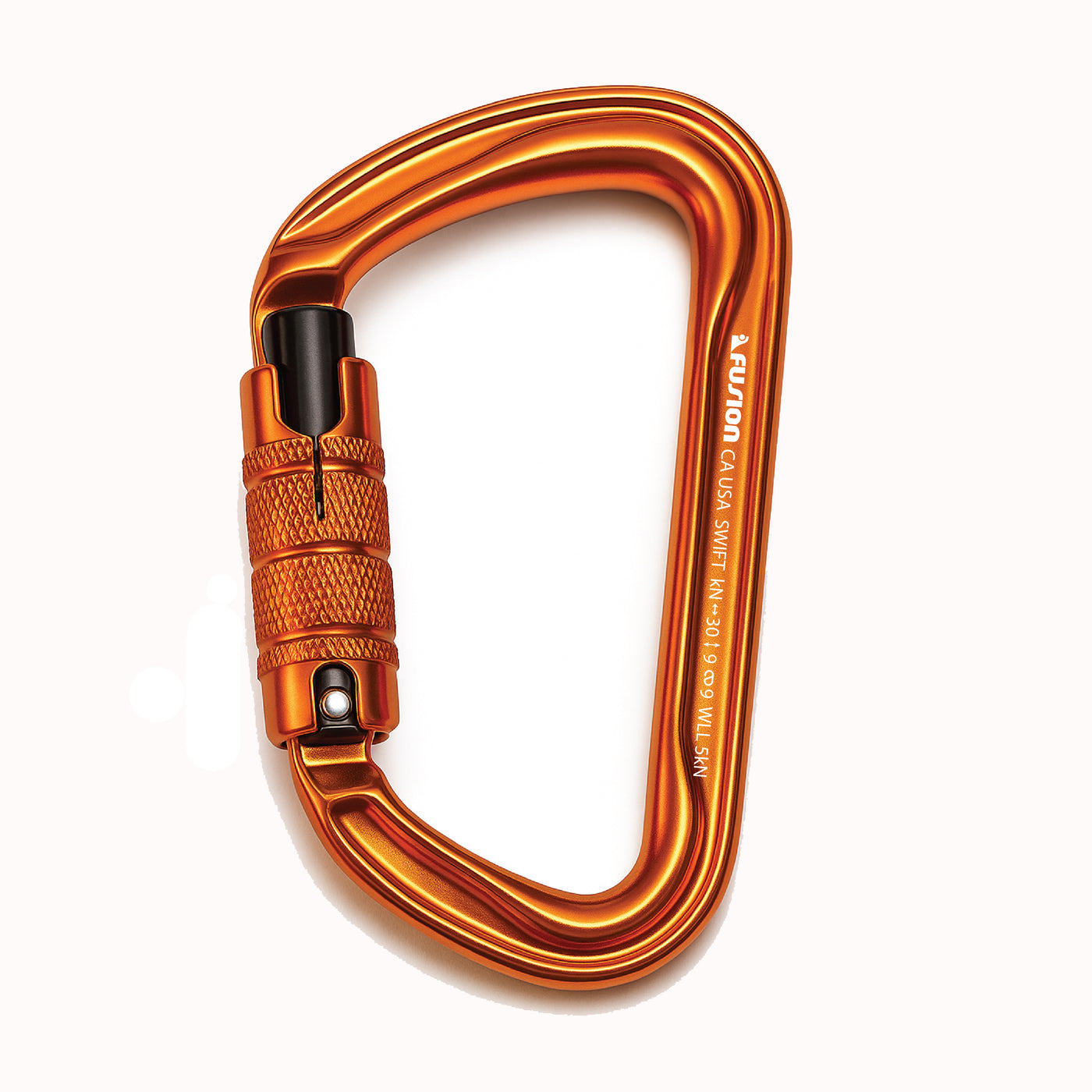 Swift Auto Lock Modified D Shape Carabiner – orange and black Aluminum Climbing Clip