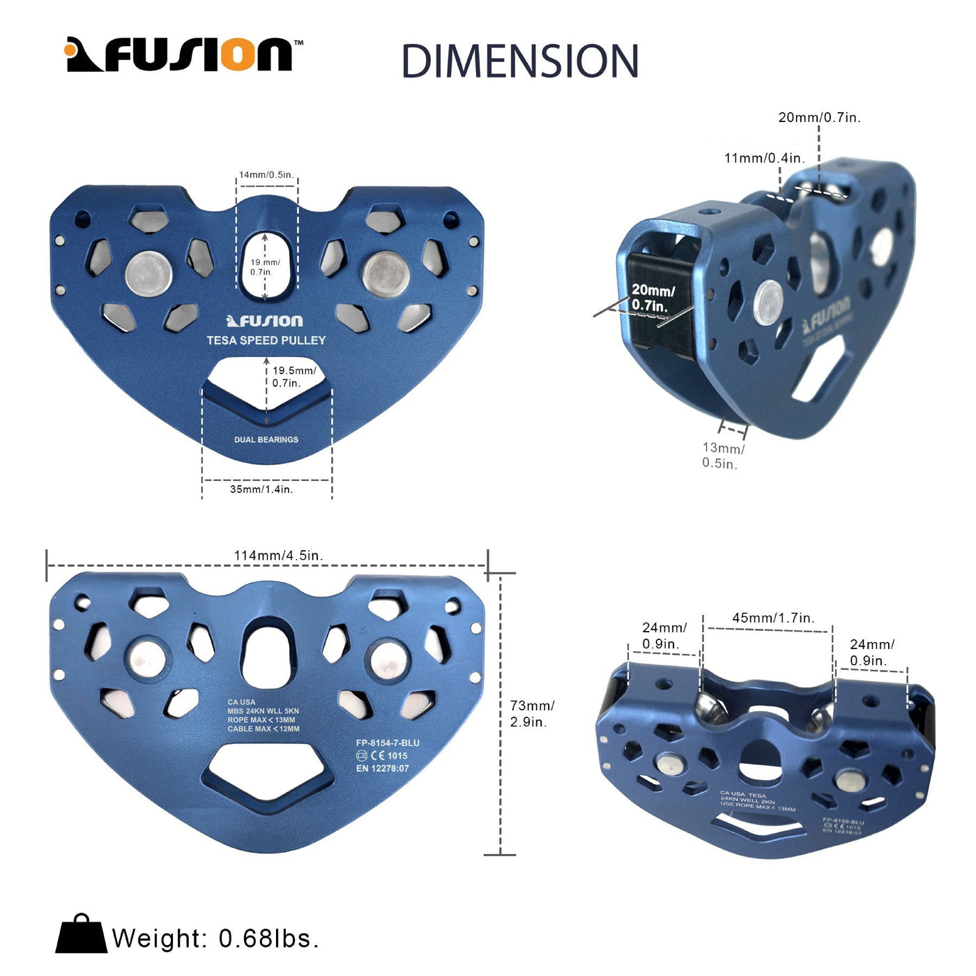 Tesa Speed Pulley Dual Bearing - Blue