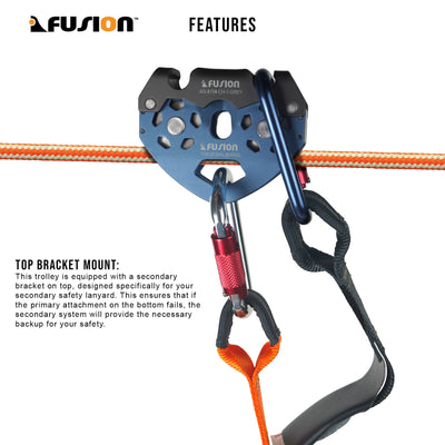 Tesa Speed Pulley Dual Bearing - With Carabiner Bracket - Blue