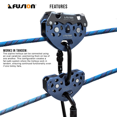 Tesa Speed Pulley Dual Bearing - With Carabiner Bracket - Blue