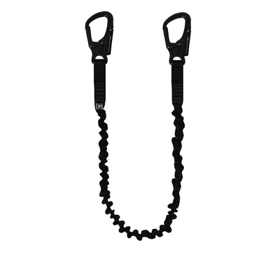 helo retention lanyard black with dual aluminum snap hooks and MIL-SPEC webbing
