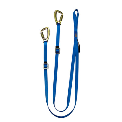 Twin-leg adjustable lanyards with Hitched loop and Auto lock Carabiner - Blue
