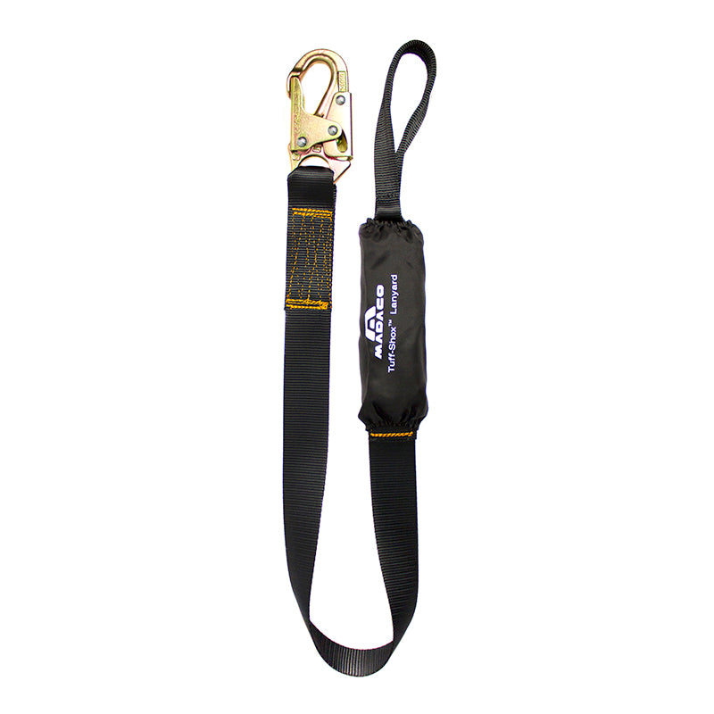 a Shock Absorbing Lanyard w/ Steel Snap Hook & Hitched Loop