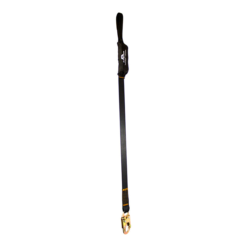 Fall Protection or Zip Line Instructor Shock Absorbing Lanyard With Steel Snap Hook & Hitched Loop - Black