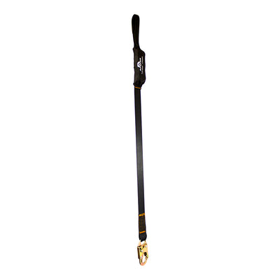 Shock Absorbing Lanyard With Steel Snap Hook & Hitched Loop - Black