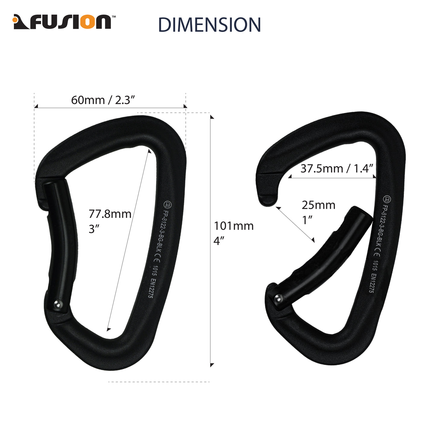 Vapor III Aluminum - Bent Gate Carabiner - Black