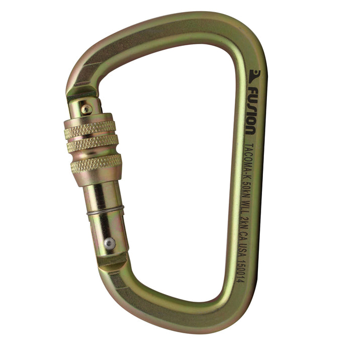 Tacoma Steel 50KN Screw Lock Carabiner – Gold Climbing Clip for