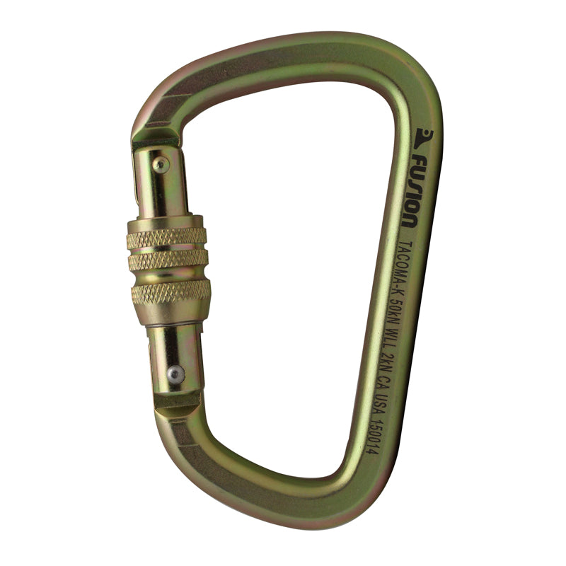 Tacoma Steel 50KN Screw Lock Carabiner – Gold Climbing Clip for