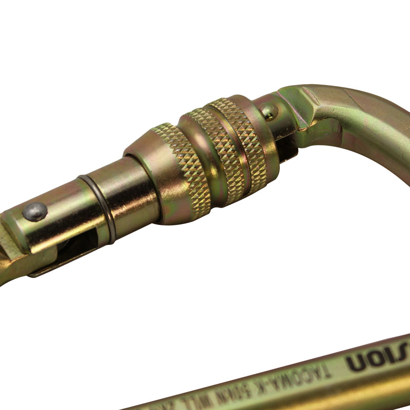 Tacoma Steel 50KN Screw Lock Carabiner – Gold Climbing Clip