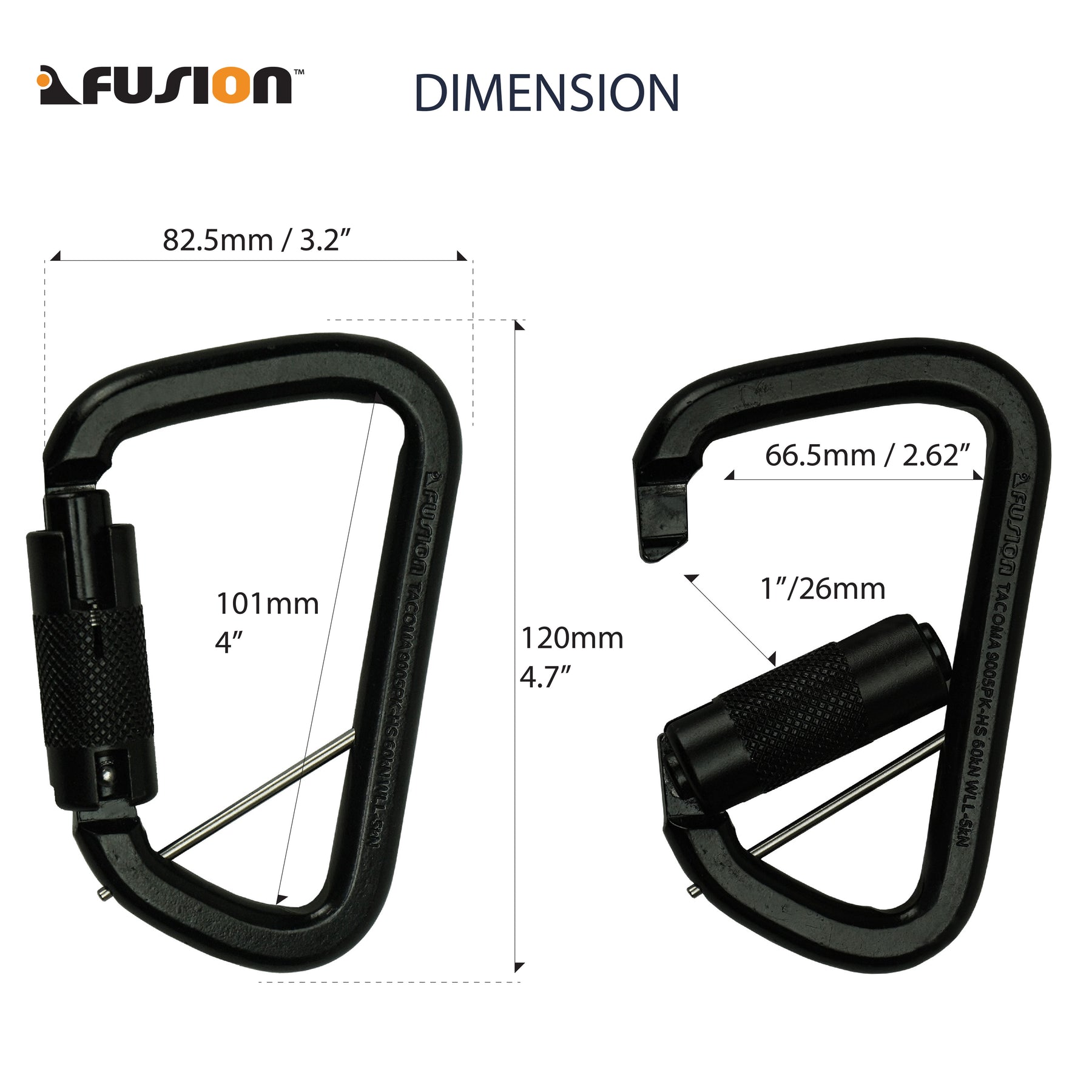 Tacoma Extra Heavy Duty 60KN Auto Lock Carabiner – Fusion Climb