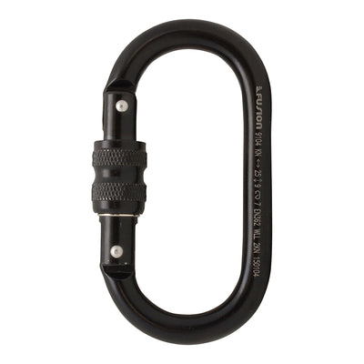 Black Steel Screw Lock Carabiner for Lifeline Rope, Construction, Climbing, and Fall-Protection