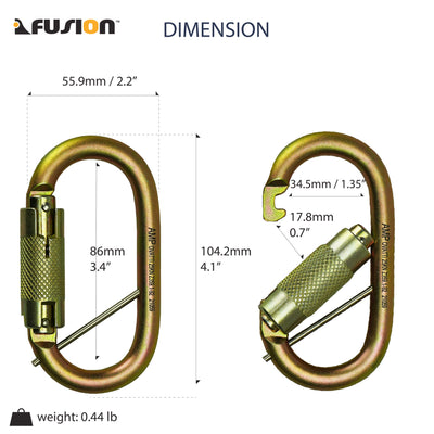 Ovatti Steel Auto Lock Gate Carabiner W/ Captive Eye Pin - Gold.