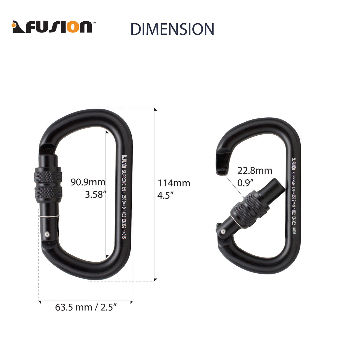 Supreme II Screw Gate Oval Carabiner BLK