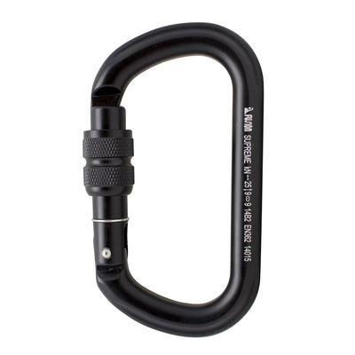 Supreme II Screw Gate D-Shaped Carabiner - Black