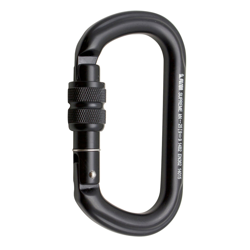 Supreme II Screw Gate D-Shaped Carabiner - Black