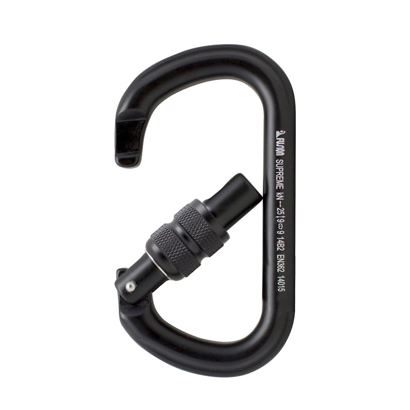 Supreme II Screw Gate D-Shaped Carabiner - Black