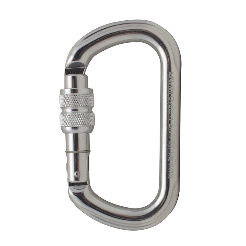 Supreme II Screw Gate D-Shaped Carabiner - Silver.