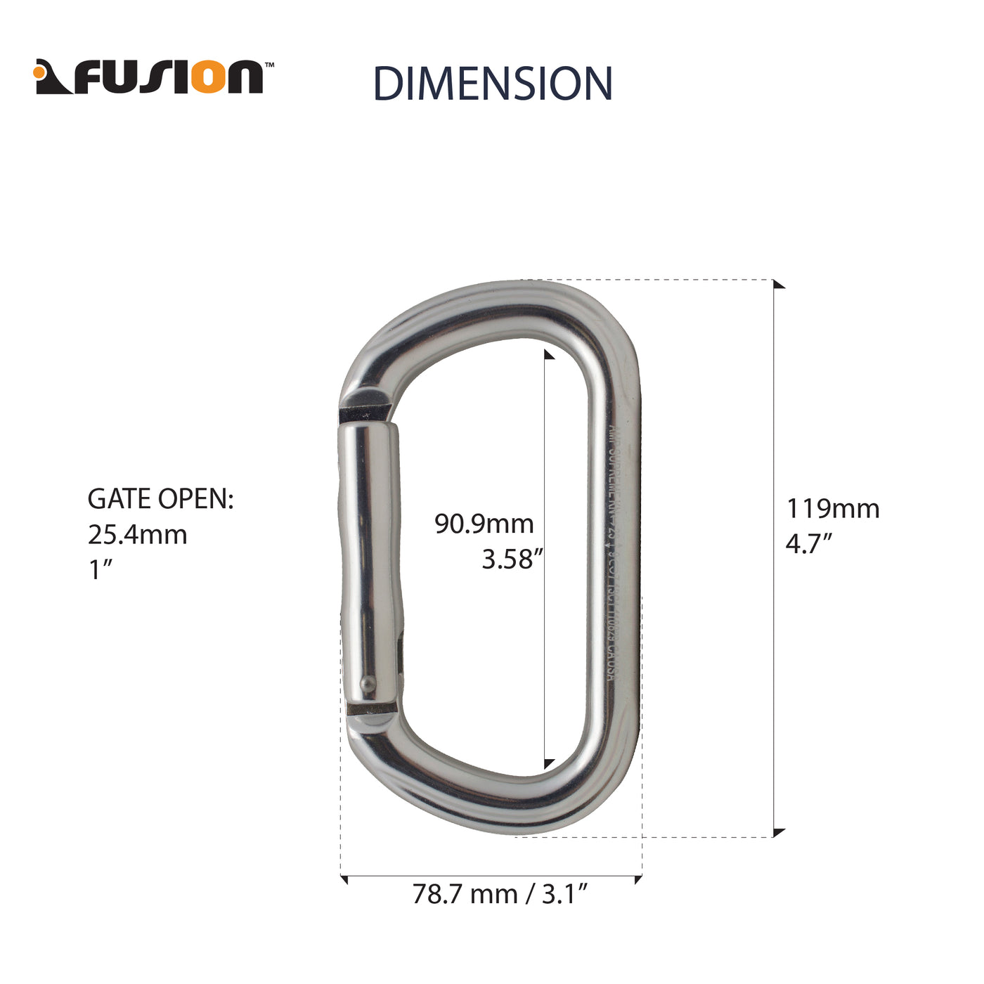 Supreme II Straight Gate D-Shaped Carabiner - Silver