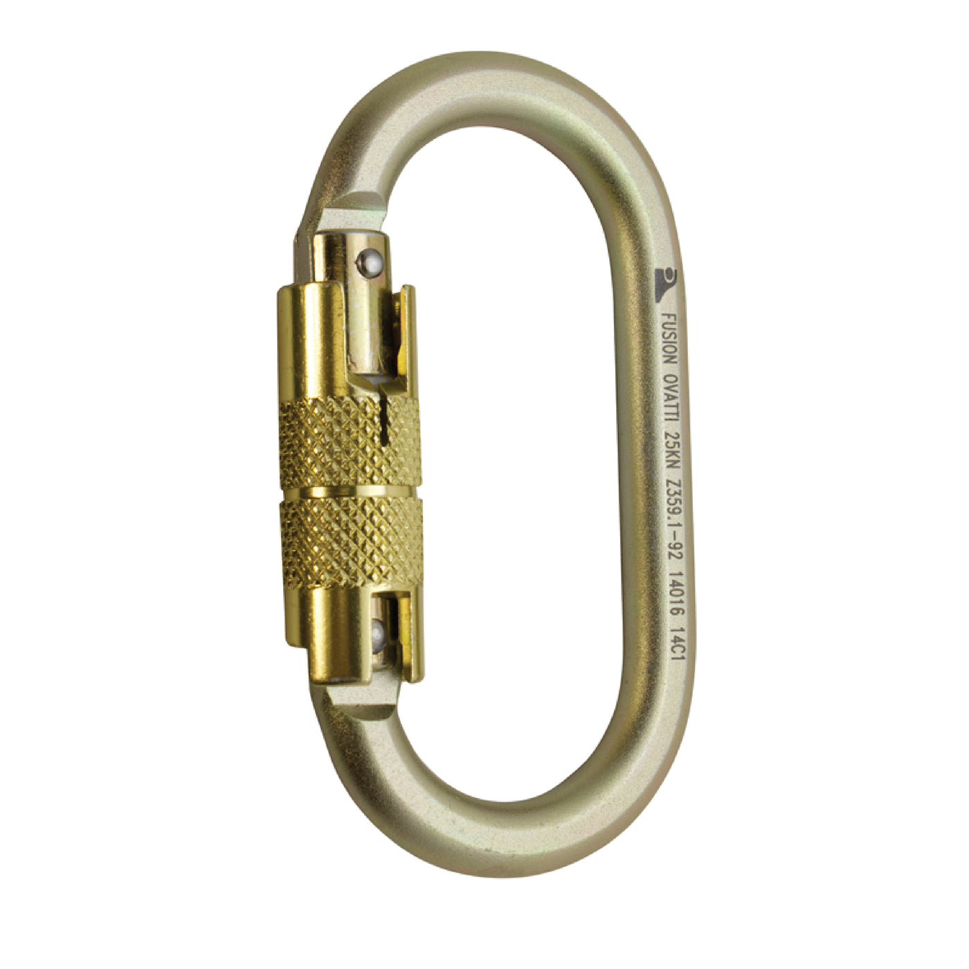Gold Steel Auto Lock Carabiner for Lifeline Rope, Construction, Climbing, and Fall-Protection