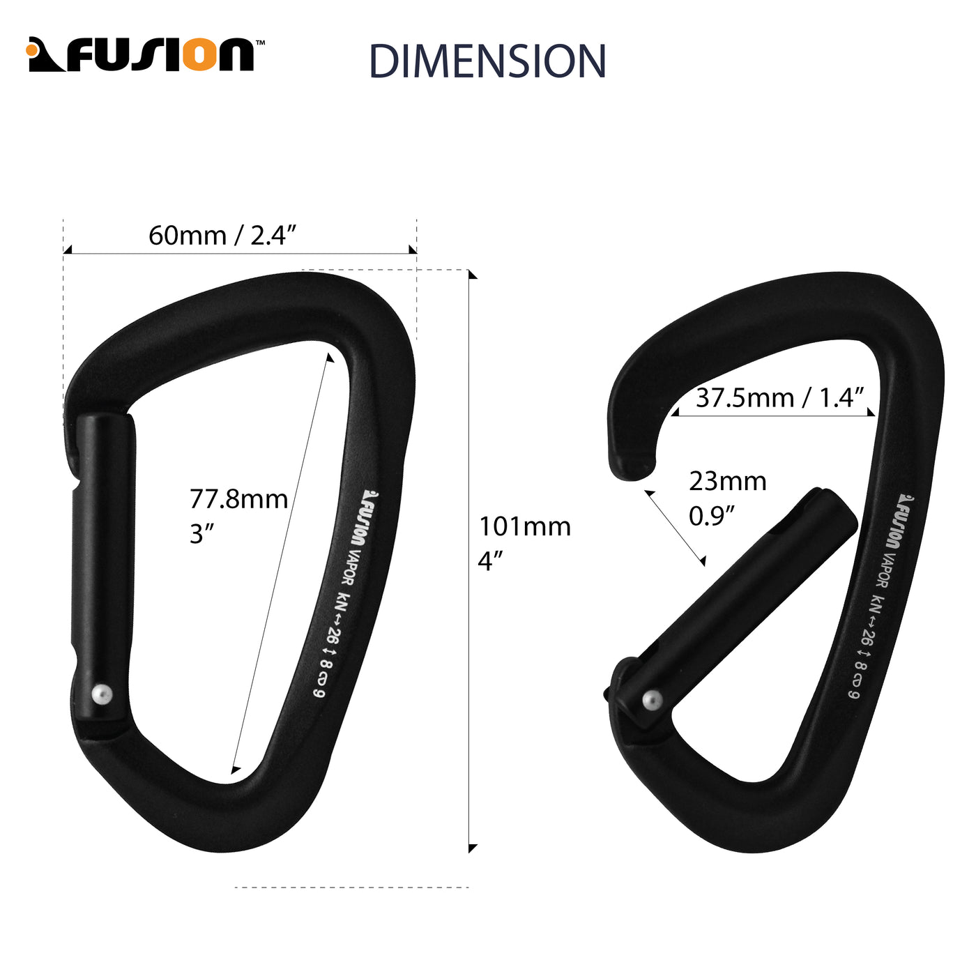 Vapor III Aluminum - Straight Aluminum Carabiner - Black