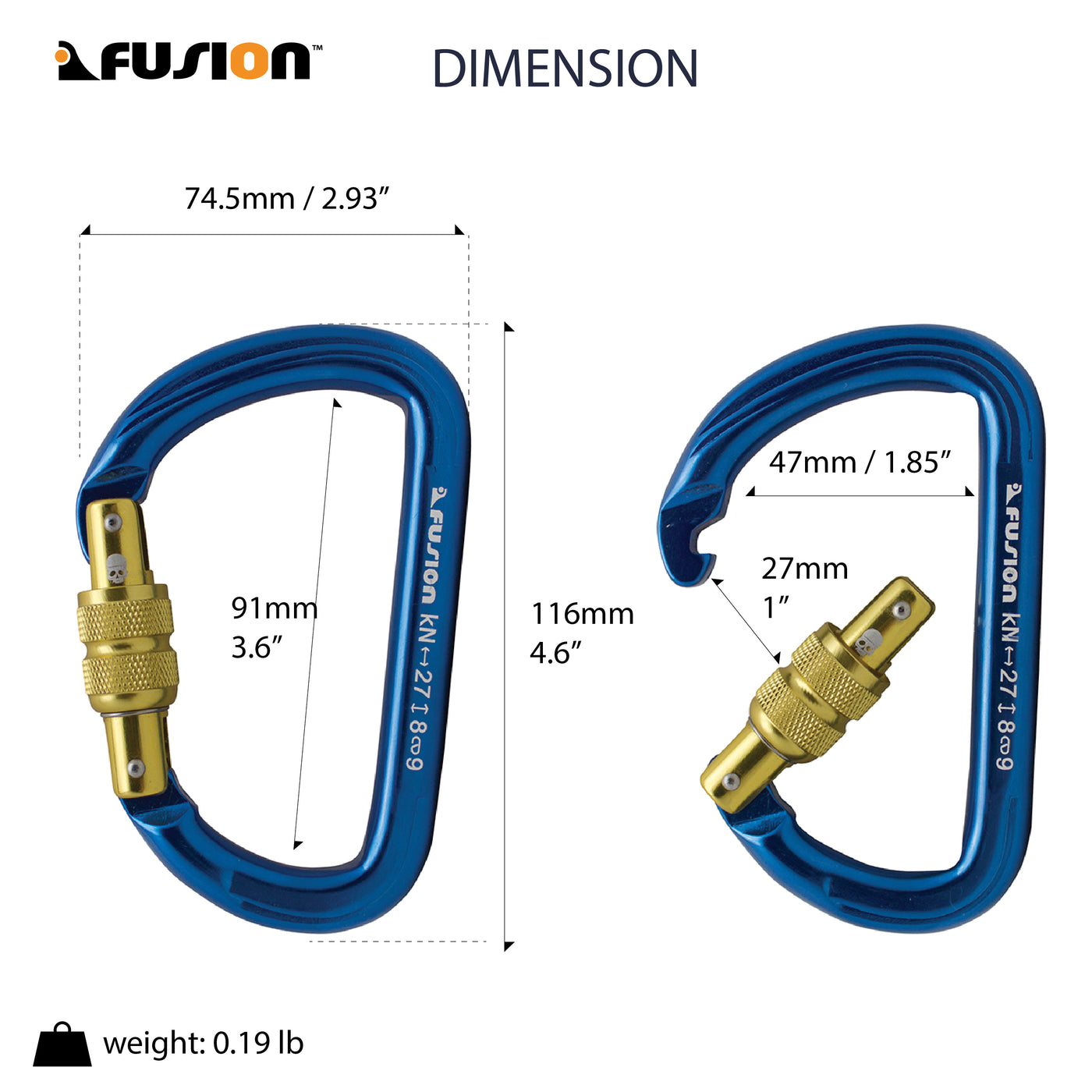 Spiridon Screw-Locking Aluminum Carabiner - Blue