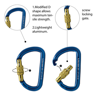 Spiridon Screw-Locking Aluminum Carabiner - Blue