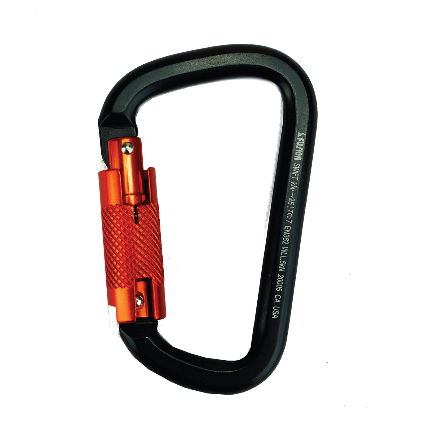 Swift Auto Lock Modified D Shape Carabiner - Black & Orange