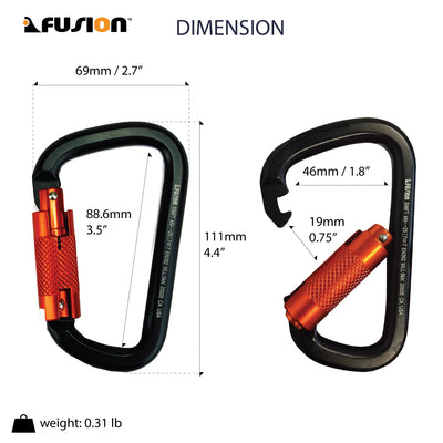 Swift - Triple Locking Carabiner - Black