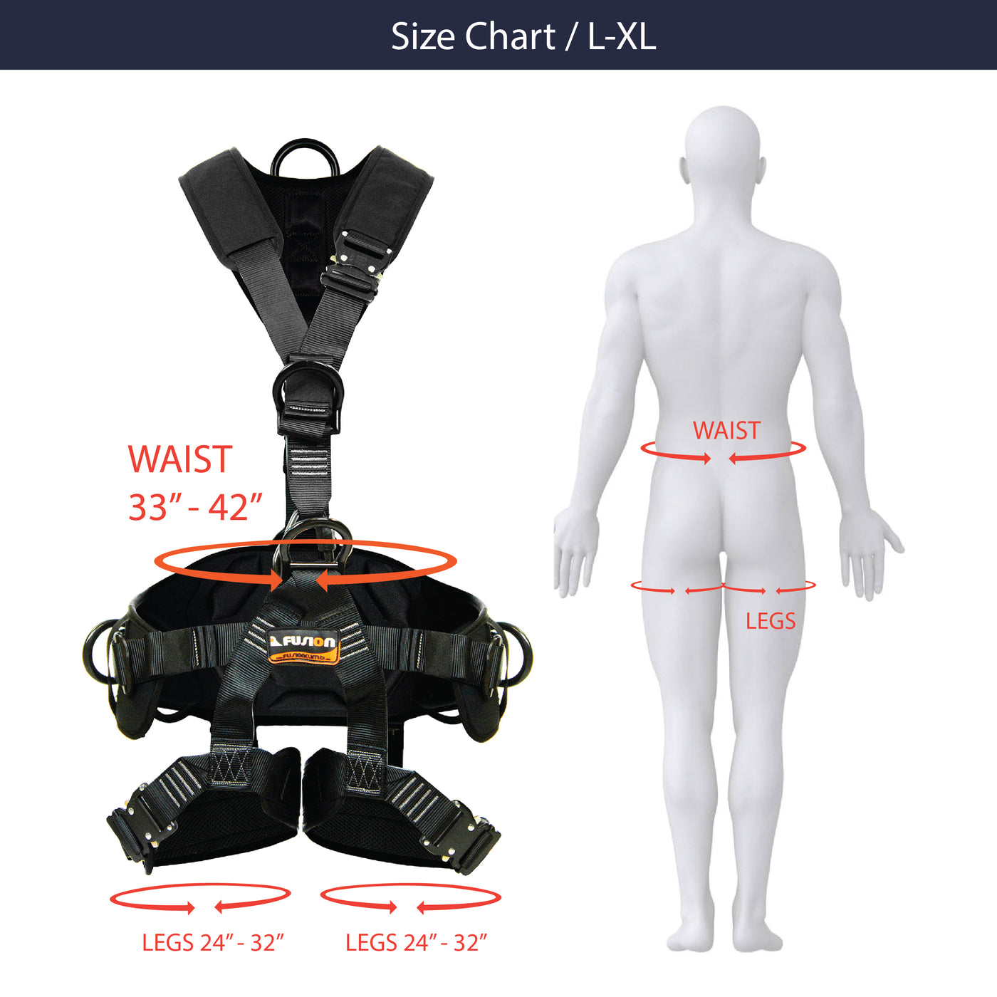 Fusion Climb Tac Rescue Tactical Full Body 3D Eva Padded Heavy Duty Adjustable Zipline Harness 23kn S Black